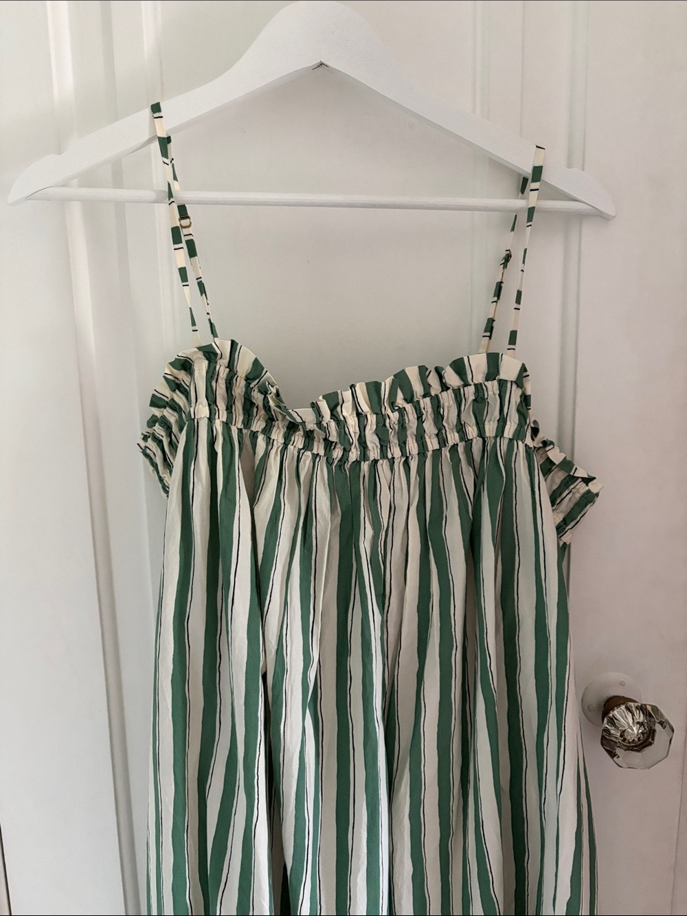 Madewell • Green and White Striped Cotton Tent Maxi Dress (Size L) - Picture 2 of 8